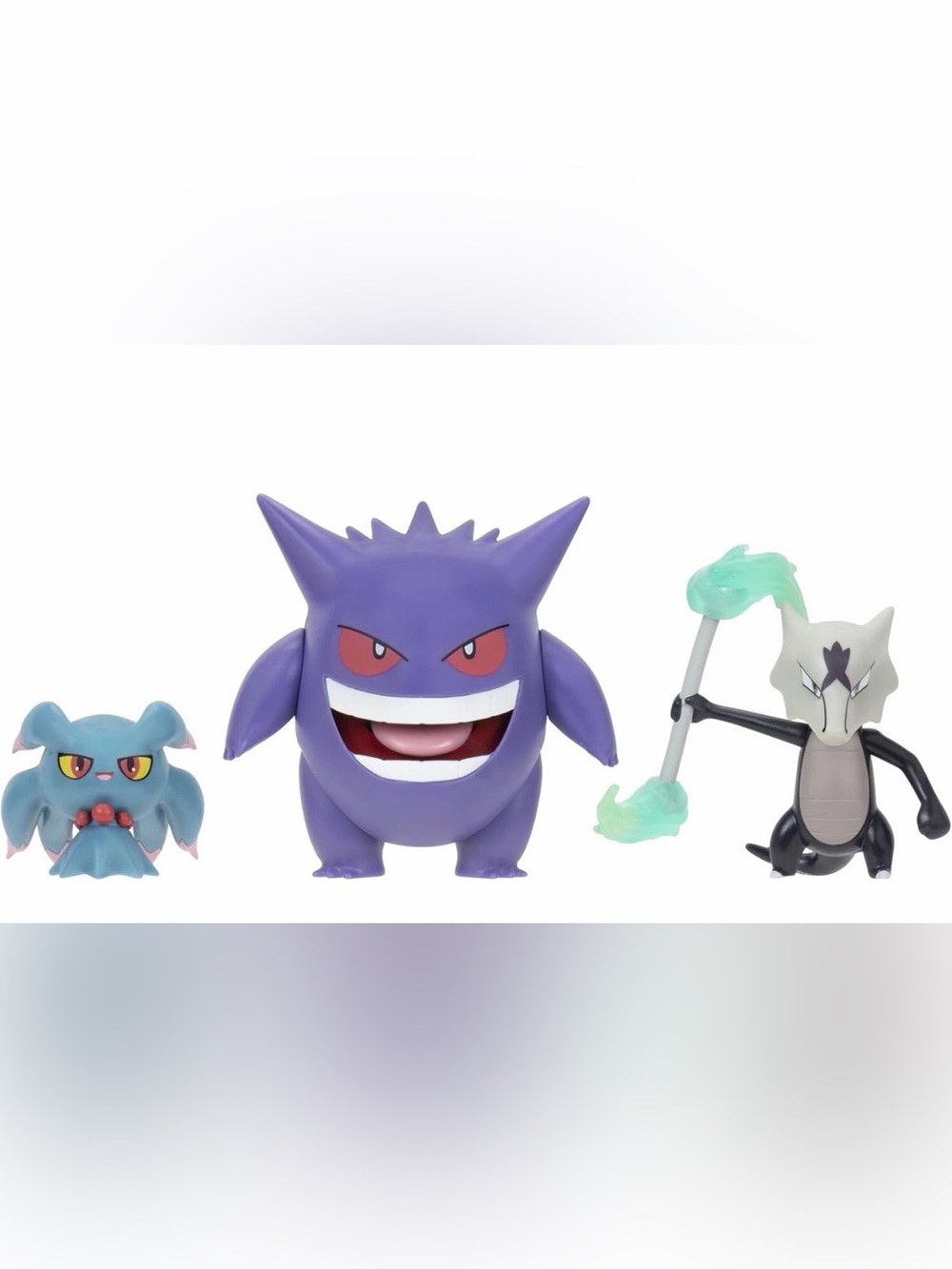 Set  2" Misdreavus and 3" Alolan Marowak and 4.5" Gengar Battle Figures 3Pack